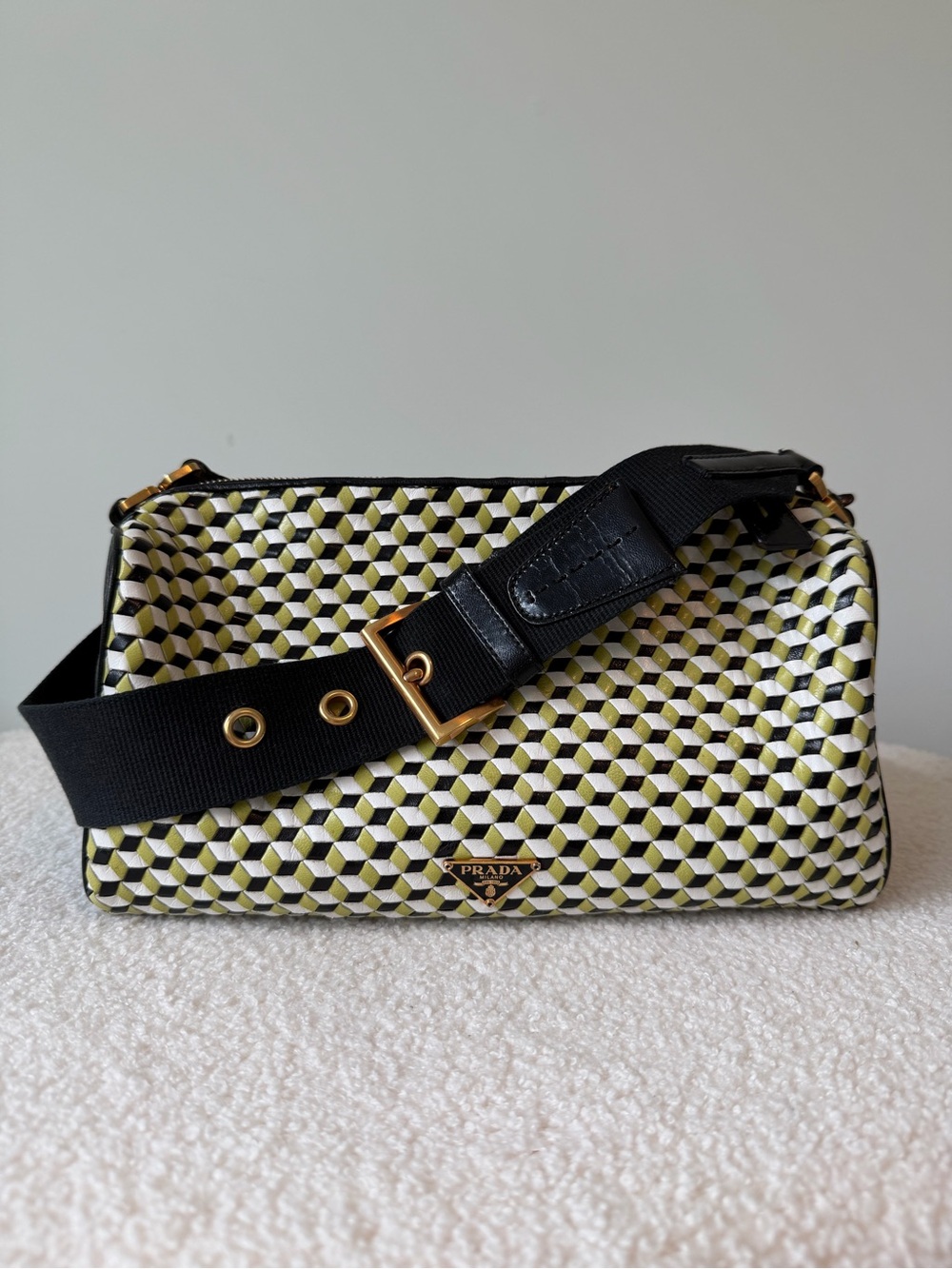 PRADA vintage perspective cubes shoulder bag